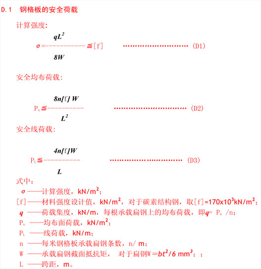 鋼格板安全荷載與撓度的計(jì)算